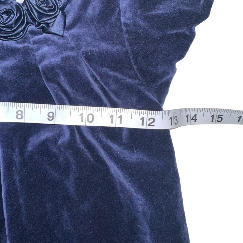 Janie & Jack Navy Velvet Rose Detail Girls Dress 5 - Picture 4 of 5